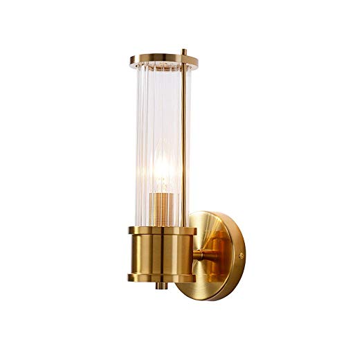 HXYSXHJUO Modern Wall Lighting Fixture - Glass Lampshade Nordic Sconce, Classic Copper Lamp for Entrance, Living Room, Aisle, Bedroom, Bedside E14 Inside Wash Light