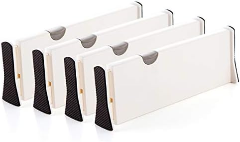 GADENT Adjustable Expandable Drawer Dividers Best for Kitchen Clothes Dresser Bathroom Bedroom Desk Baby Drawer Beige Color