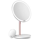 Kostlich Lighted Makeup Mirror, Rechargeable LED Vanity Mirror with 10X Magnification Mini Mirror, T