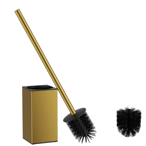 Image of FORIOUS Stainless Steel Toilet Bowl Brush Scrubber and Holder Set Short