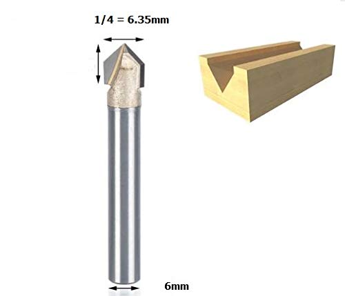 Fresa Gravadora 90 Graus Corte V Haste 6mm Corte 1/4