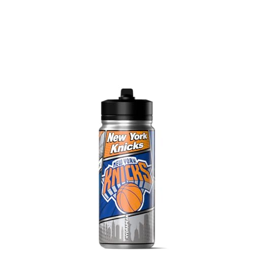 Hydrapeak NBA Officially Licensed New York Knicks 20oz Comic Style Stainless Steel Water Bottle with Straw Lid, Leakproof Insulated Sports Bottle for Kids, Teens & Adults