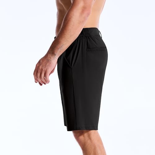 BROKIG Men's Golf Shorts with Zipper Pocket for Casual(Black,Medium) — view 6