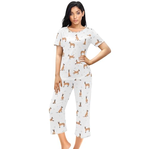 vvfelixl Pajama Sets for Women Funny Squirrels Nut Black Womens Pajama Sets Short Sleeve Pj Sets 2 Piece S