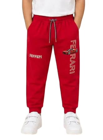 Red Racing Car Printed Jogger Pants for Boys – Soft Cotton Fleece Winter Wear-image-47