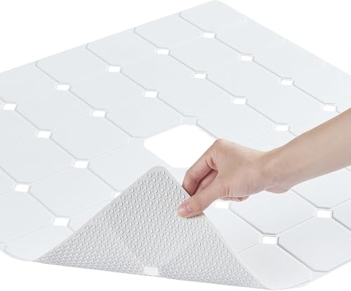 Shower Mat Non Slip Silicone Soft Odorless Bathtub Mat Non Slip No Suction Cups for Refinished,Reglazed and Textured Bath Tub Mat 24 X 24 Inch White by MeimeiDe - Used condition - US$21.65