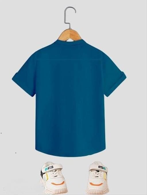 Image of Kids Shirt Cotton Blend Solid Short Sleeve Shirt for Boys | Comfortable & Breathable Casual