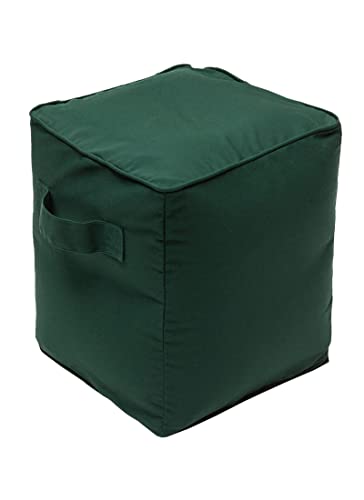 Image of QILLOWAY Inflatable Outdoor Ottoman for Patio, Water Resistant Pouf Cube 16 inch, Inflatable Foot Rest, Outdoor Footstool for Poolside, Garden,Camping, Mallard,Forest Green