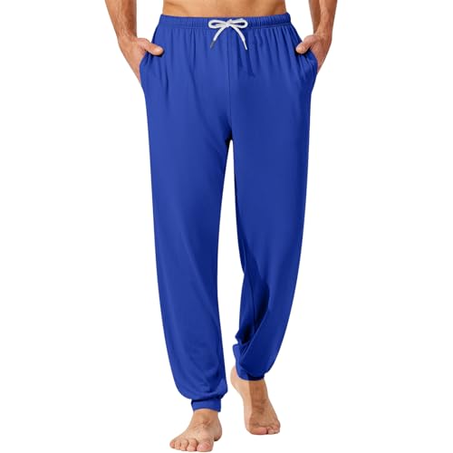 Mens Pajama Pants,Solid Lightweight Loungewear Comfy Jogger Sleep Pant Long Pj Bottoms With Pockets, M-3XL
