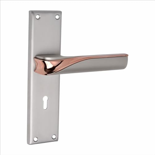 Image of Milton ZINC Mortise Lock Set - Rollex Rose Gold 8 Inch, Satin Silver Finish