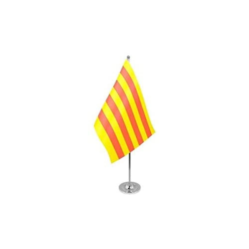 AZ FLAG Catalonia Prestige Table Flag 6'' x 9'' - Catalan Office Decoration 100% Satin 22 x 15 cm - Desk Flag with Steel Pole and Base