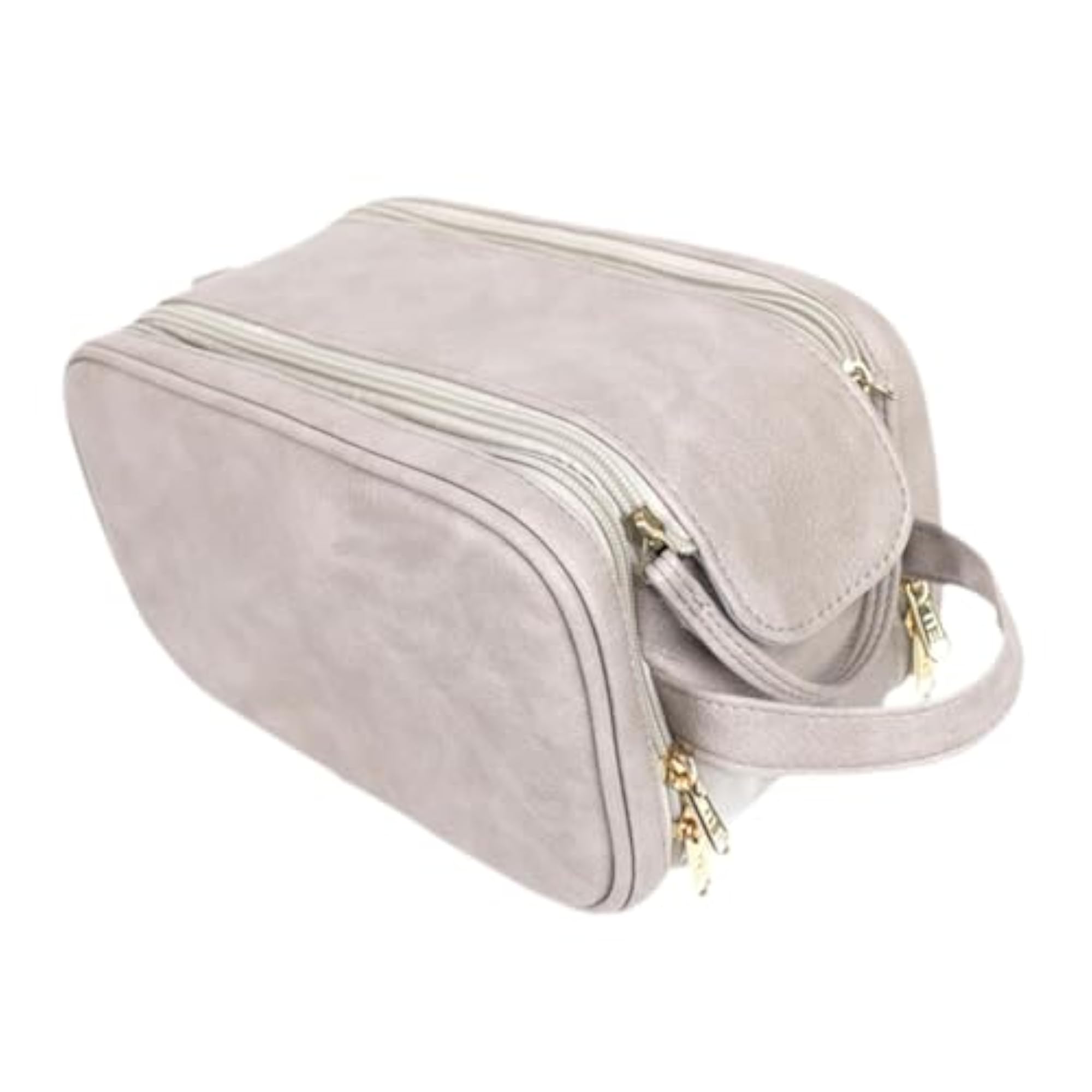 Gray Makeup Storage Bag with Zipper, Ideal for Travel