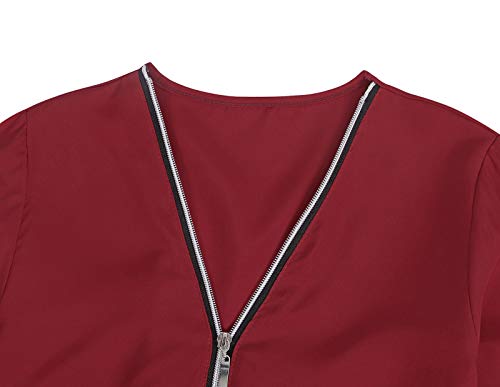 WonderBabe Camiseta feminina solta com decote em V para escritório blusa formal de gola ajustável to