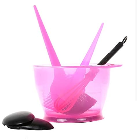 ZIOYCKL DIY Salon Dye Hair Tool Kit, 6Pcs Hair Dye Brush/Bowl Set, Professional Salon Hair Coloring Dyeing Kit - Mixing Bowl, Angled Comb and Brush (Pink) Cover