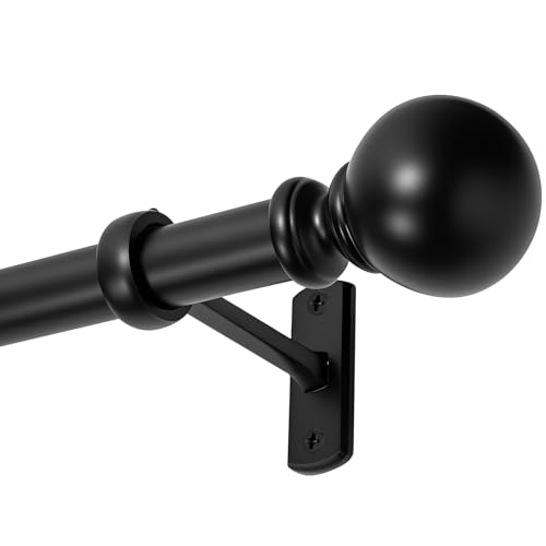 1 Inch Adjustable Heavy Duty Curtain Rod - Extra Long 30-240 Inches for Windows Room Dividers Indoor/Outdoor Use - Matte Black Durable & Stylish Design