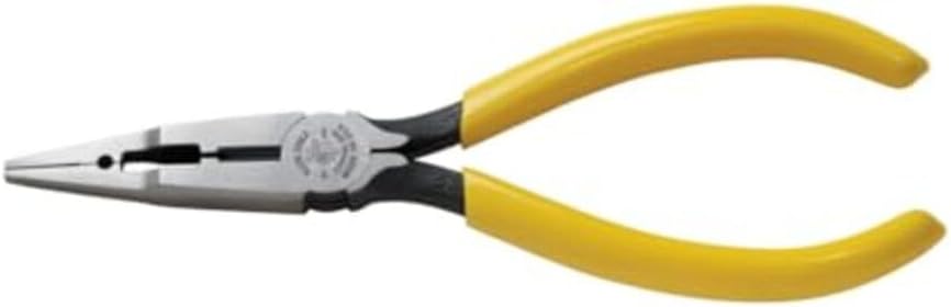 Klein Tools VDV026-049 Crimping Long Nose Pliers With Curved Handles, Grooved Jaws and Induction Hardened Steel