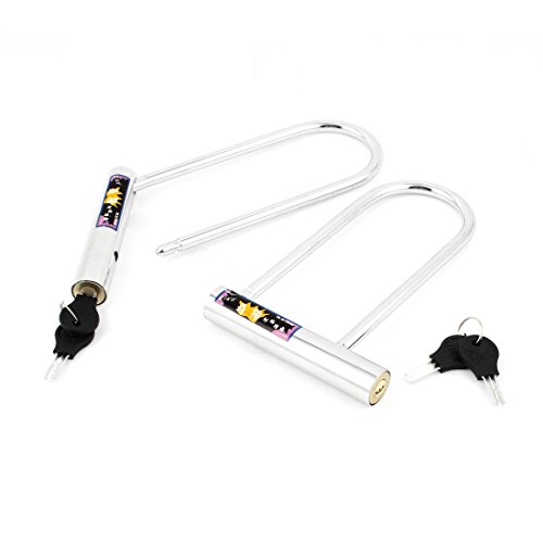 Aexit 2 Pcs Bike Locks Motorcycle Scooter Bike Bicycle Security U Shaped Lock Shackle U-Locks w Keys