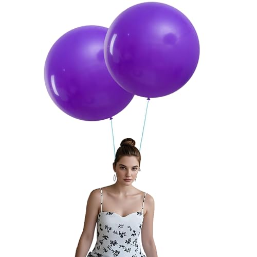 Ballons ronds géants violets de 61 cm pour décoration festive de Noël et anniversaire - Lot de 7