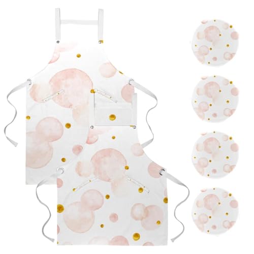 Tablier de cuisine (lot de 2) à pois dorés pour pâtisserie et cuisine maison