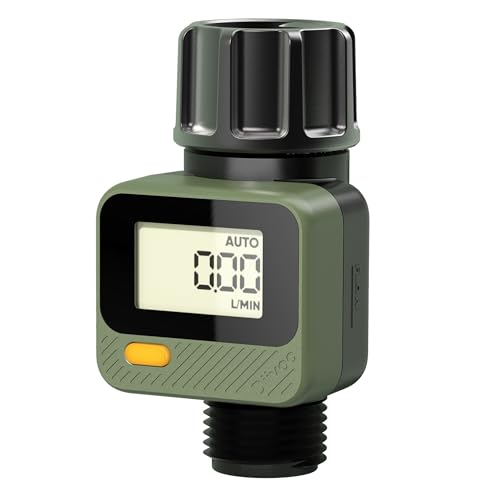 Diivoo Water Flow Meter with 180° Removable Panel, 4 Measure Modes, ±5% High Accuracy and IP54, Measure Gallon/Liter Consumption and Flow Rate for Outdoor Garden Hose Watering, RV Water Tank Filling