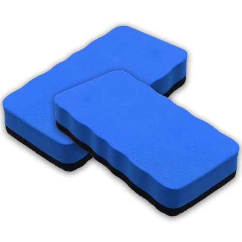 2 Piezas Borrador Pizarra Blanca,Borrador Pizarra Blanca Magnetico,Esponja para Pizarra Blanca,Borrador Magnético EVA,para Pizarras Magnéticas,Pizarras de Escritura,10.5 * 5.5cm (Azul)
