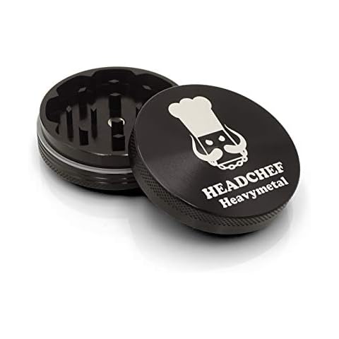 Headchef Heavymetal 55mm, 2 Piece Grinder, Metal Herb Grinder with Magnetic Lid (Black Sabbath) Cover