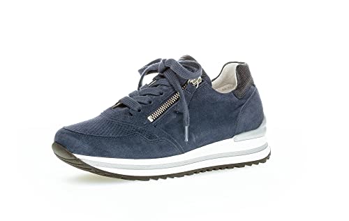 Gabor Damen Low-Top Sneaker, Frauen Halbschuhe,Wechselfußbett,Komfortable Mehrweite (H),straßenschuhe,River/Marine (pf),38.5 EU / 5.5 UK
