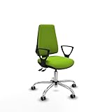 Piqueras y Crespo - Silla Estudiar Oposiciones Elche con Brazos Fijos. Equipado con Asincro y Espuma de Corte. con Ruedas 65 Mm Parqué. Pistacho