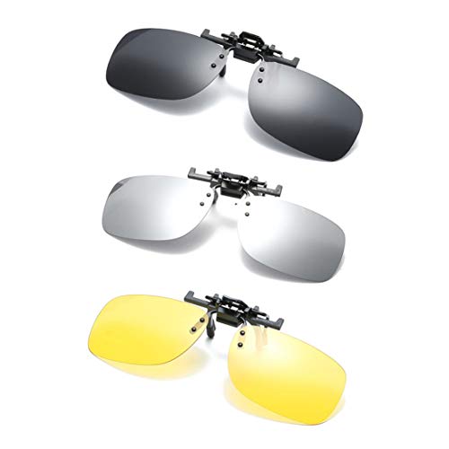 Image of Clip on Flip up Polarized Lens For Prescription Glasses UV Protection Sunglasses (Clear lenses not Polarized)