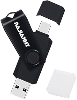 THKAILAR USB C Memory Stick 128GB USB 3.0 Flash Drive Swivel Design Thumb Drive 2 in 1 Pen Drive External Data Storage USB Stick for Smartphone/Computer/Tablet/Laptop(Black)
