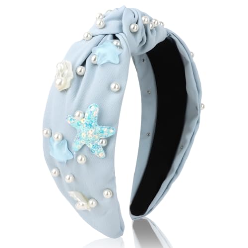1 diadema de estrella de mar azul con nudo de lazo