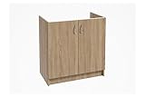 Domodomo Armario de cocina 80 x 46,5 x 82 cm, mueble de cocina, armario bajo lavabo, sin fregadero