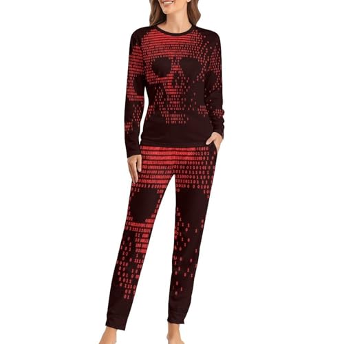 Pyjama femme manches longues imprimé crâne en tissu sleepwear premium
