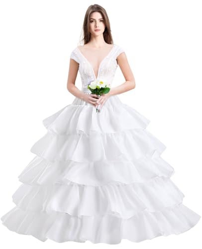 Hoop Skirt for Women 4 Hoop Skirt 5 Ruffles Layers Crinoline Petticoat half Slips Underskirt for Wedding Bridal Dress