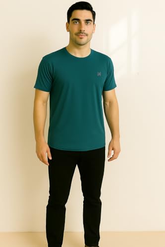 Image of Force NXT Men's Premium Microfiber Fabric Solid T-Shirt | Round Neck Half-Sleeves T-Shirt for Men | Sweat Wicking with Label Free for Daily Uses