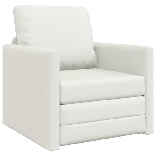 vidaXL Canapé-Lit 60cm Blanc Simili Cuir, Salon, Canapé-lit Moderne, Rectangulaire, Siège en Velours, Canapé Convertible, Gain de Place, Siège intérieur...