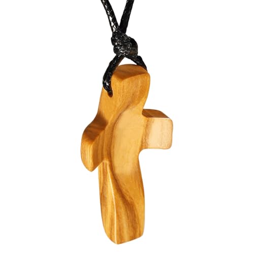 Lunaobrik Los cruces de madera actúan, las cruces de madera - de madera artesanal cruz del dedo Oración portátil - Principal del dedo multifuncional Artesanía para familias, amigos, amigos
