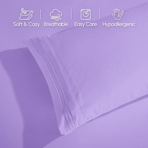 Elegant Comfort Luxurious 1500 Premium Hotel Quality Microfiber 4-Piece Sheet Set, 18-24 Inches Deep - Extra Deep Pocket Sheets - Ultra Soft 4PC Deep Pocket Sheets, King, Lavender