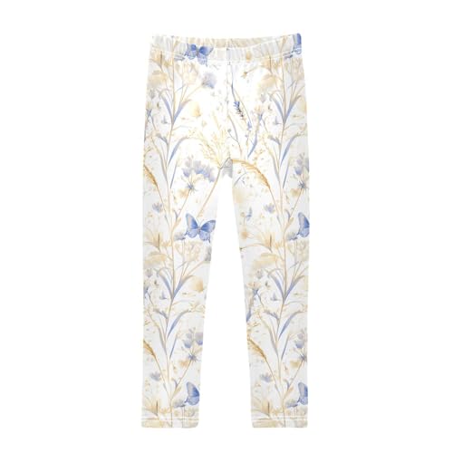 KLL Butterflies Dandelions Pattern Butterflies Gold Toddler Baby Girl Active Leggings Fashion High Waisted Yoga Pants Gym