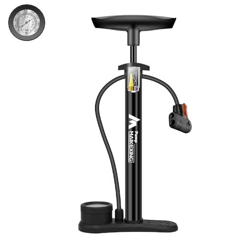 Bomba de bicicleta con manómetro, inflador portátil multifuncional para bicicletas, coches, 160 PSI, boquilla tres en uno de alta presión