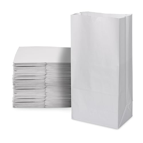 Prime Line Packaging White Paper Lunch Bags, Large Grocery Size for Delivery, Take Out, Shopping, Store, Bakery Use, 20 LB, 8.25x5.31x16.12 100 Pack