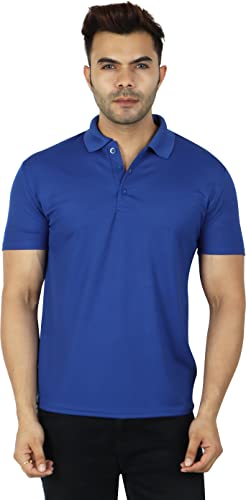 Image of DOKCHAN Regular Fit Solid Men Polo Neck Collar T-Shirt Pack of 1 Royal Blue