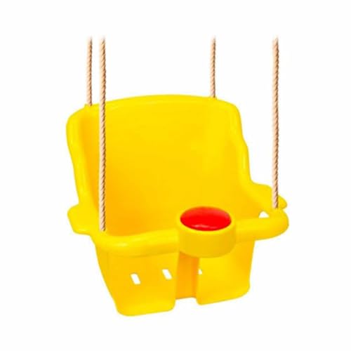 Asiento de repuesto para columpio de plástico con bocina y protección en T, para niños de 1 a 3 años (amarillo)