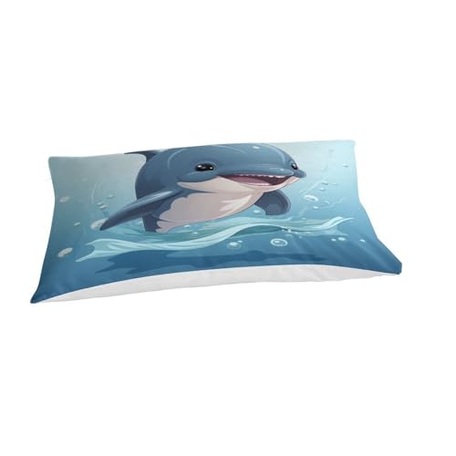 Housses de couettes 3 pièces dauphins parure de lit microfibre 3D