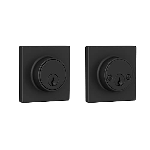 Image of Deadbolt with Square Trim, Keyed 2 Side, Matte Black Finish