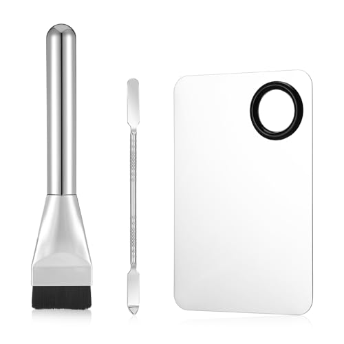 Mabor Juego de 3 espátulas de maquillaje, espátulas y brochas de base, paleta de brochas, juego para base, para mujeres y niñas, accesorios de maquillaje