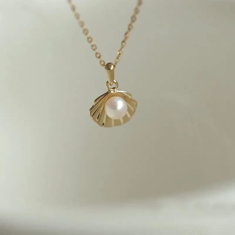 Collar de Concha de Perla de Plata de Ley 925 para Mujer, Regalo de joyería del día de San Valentín