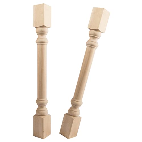 La Vane 35 1/2-inch H 5-inch W 5-inch D Cabinet Columns, Set of 2 Traditional Unfinished Solid Wood Massive Replacement Kitchen Island Countertop Legs for Large Dining Table & Kitchen Table