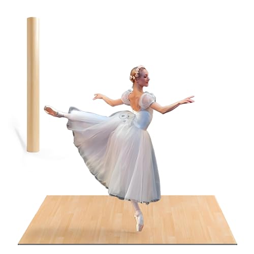 Portable Gsmmatwin Dance Floor Mat Wood-Patterned 3.3 x 5.9ft Durable Non-Slip PVC 5mm Exercise Flooring Suitable for Kids Teens & Adults Great for Home Studio or Practice