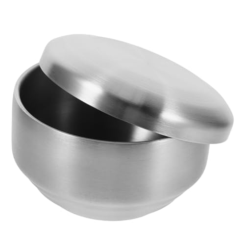 BCOATH Stainless Steel Shaving Bowl for Men Metal Shaving Mug Lid for Cup Elegant Bathroom Accessory